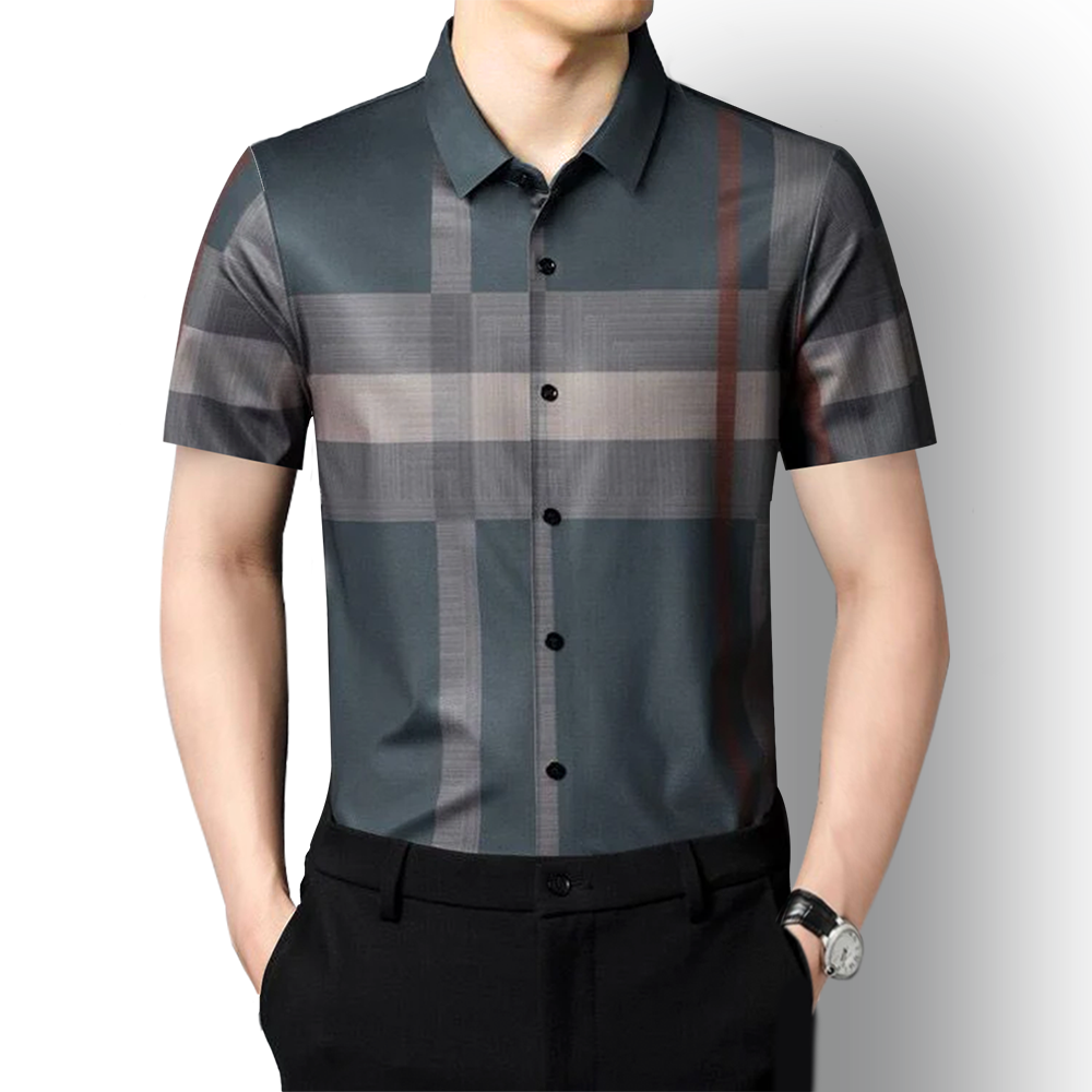 Half Sleeves Men's Cotton Check Shirt