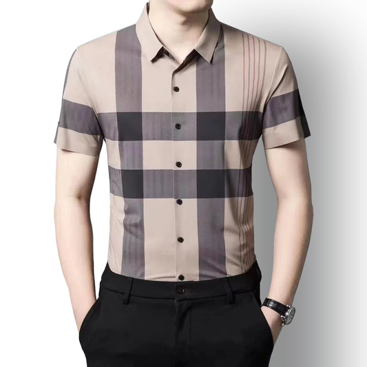 Half Sleeves Men's Cotton Check Shirt