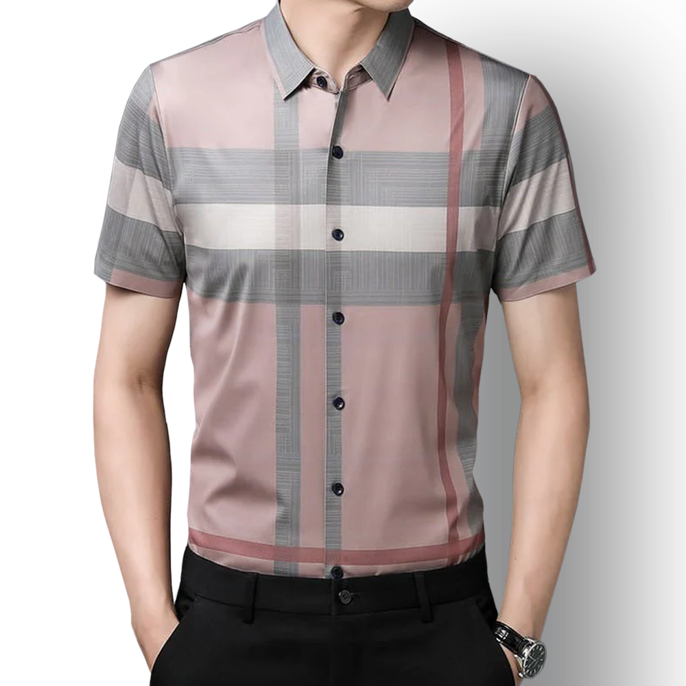 Half Sleeves Men's Cotton Check Shirt