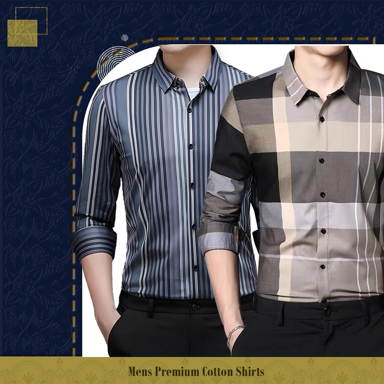 New Pack of 2 ( Men's Premium Cotton Shirts ) BLUE LINE+CGL