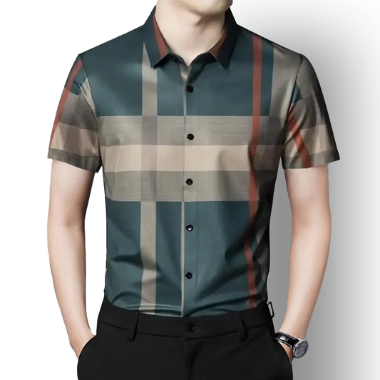 Half Sleeves Men's Cotton Check Shirt