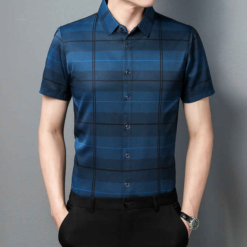 Half Sleeves Men's Cotton Check Shirt