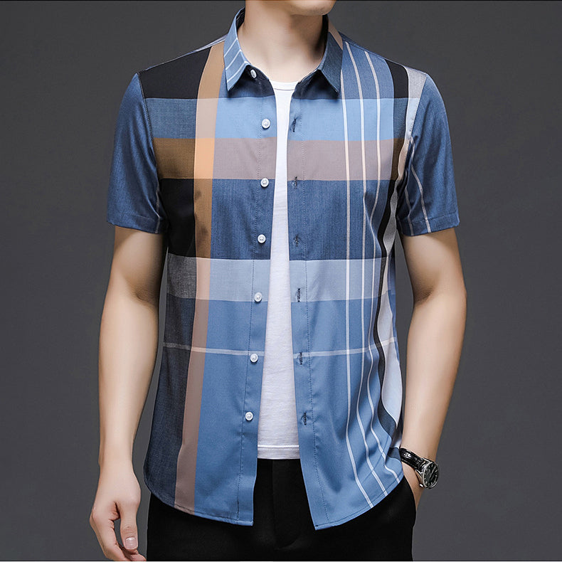 Half Sleeves Men's Cotton Check Shirt