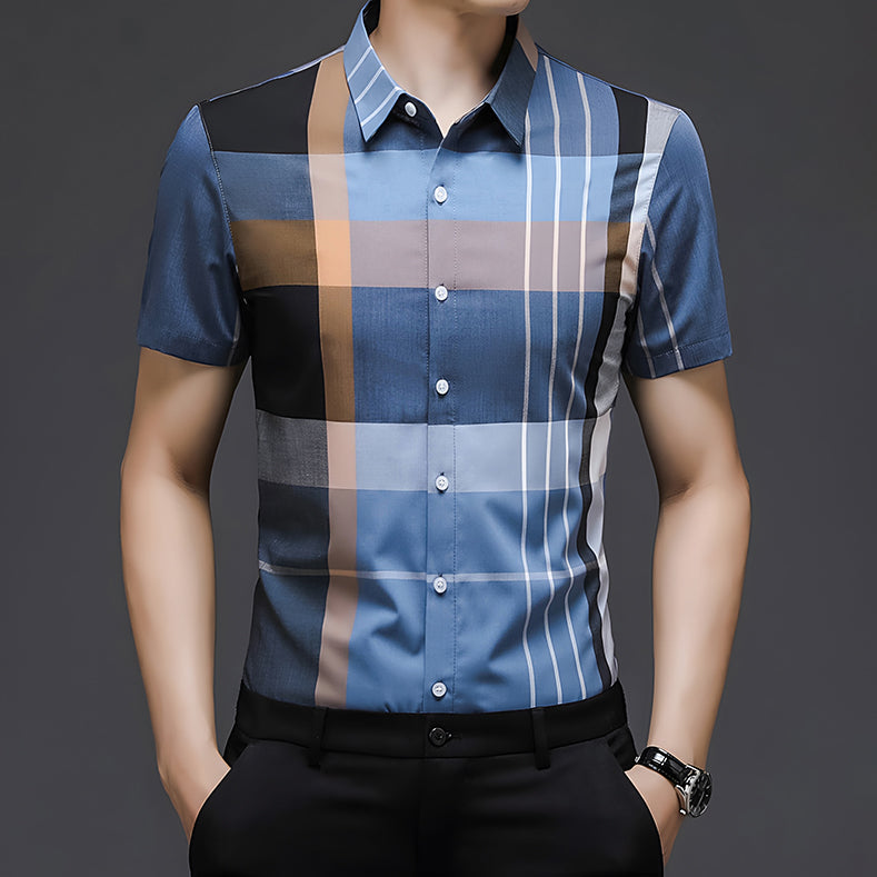 Half Sleeves Men's Cotton Check Shirt