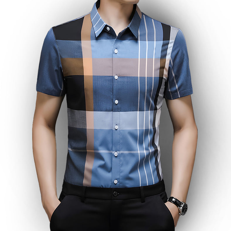 Half Sleeves Men's Cotton Check Shirt