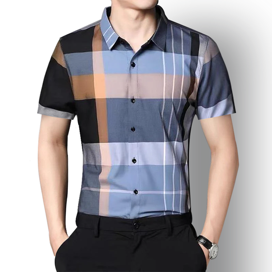 Half Sleeves Men's Cotton Check Shirt