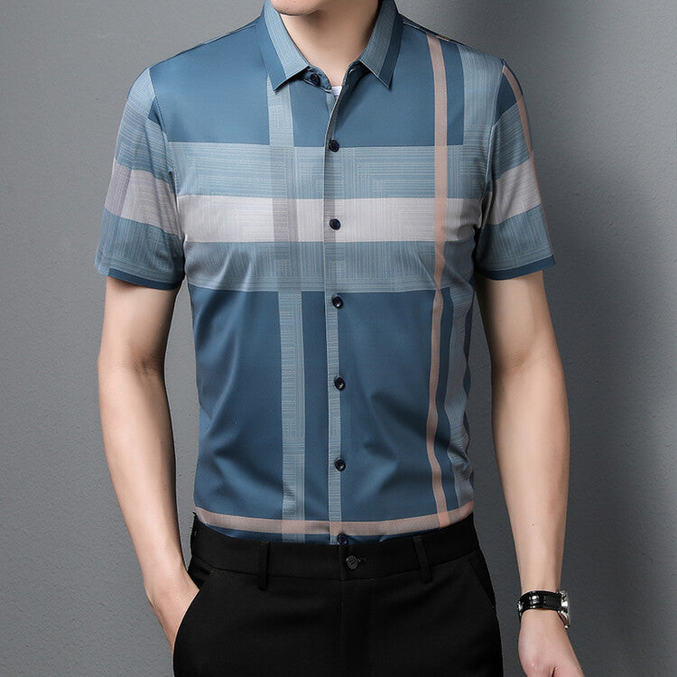 Half Sleeves Men's Cotton Check Shirt