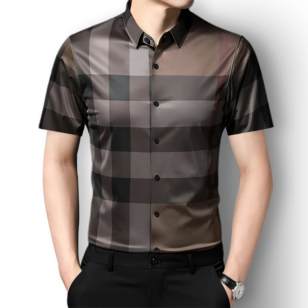 Half Sleeves Men's Cotton Check Shirt