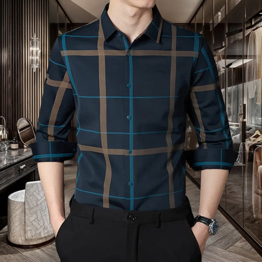 Azure Skyline Full Sleeve Cotton Check Shirt (BLUE G)