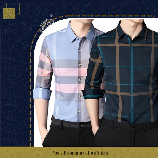 Pack of 2 ( Men's Premium Cotton Shirts ) SBP+BLUE G