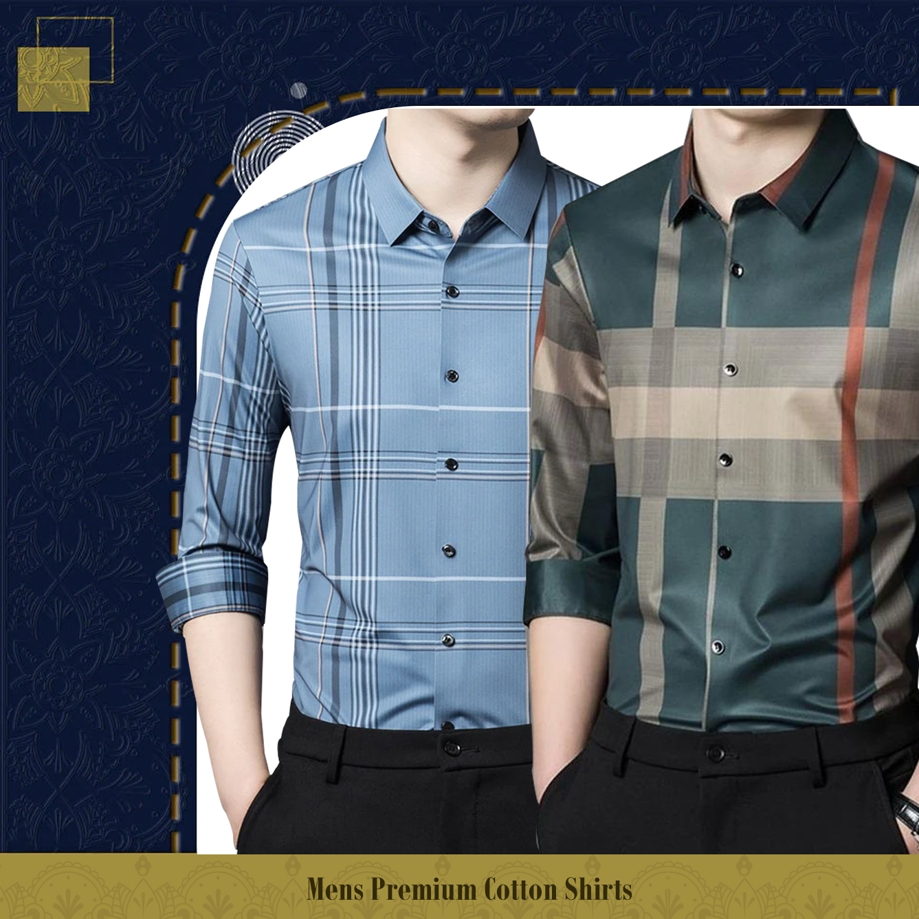 Pack of 2 ( Men's Premium Cotton Shirts ) GL 2+GREEN – FORMAL CUE
