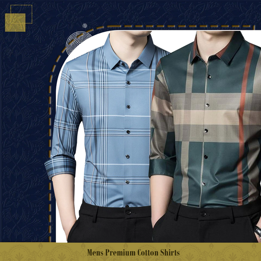 Pack of 2 ( Men's Premium Cotton Shirts ) GL 2+GREEN