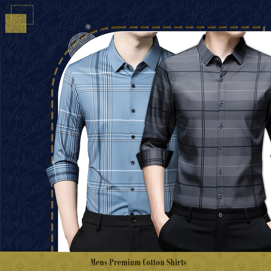 Pack of 2 ( Men's Premium Cotton Shirts ) GL 2+SILVER L