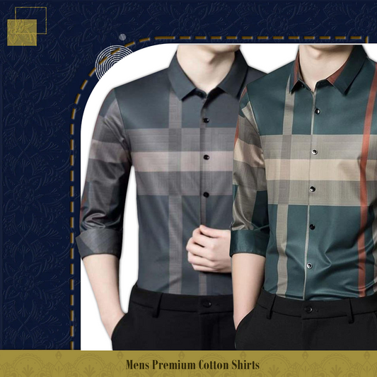 Pack of 2 ( Men's Premium Best Selling Cotton Shirts ) BRG+GREEN