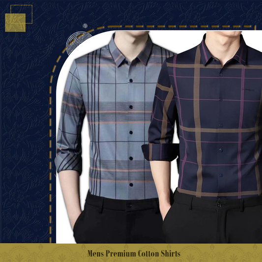 Pack of 2 ( Men's Premium Cotton Shirts ) GL+PURPLE