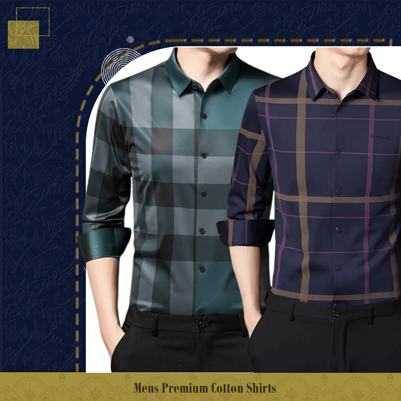 Pack of 2 ( Men's Premium Cotton Shirts ) PEACOCK+PURPLE