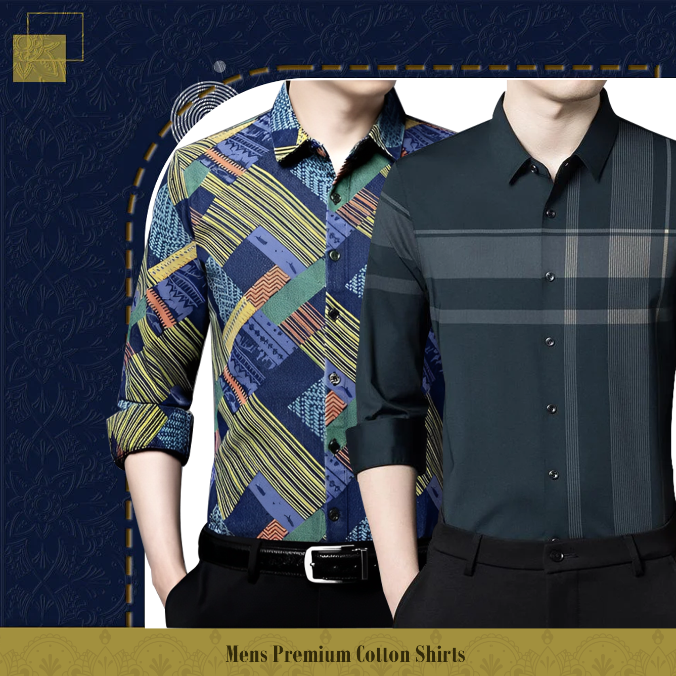 Pack of 2 ( Men's Premium Cotton Shirts ) ZIGZAG+DGC