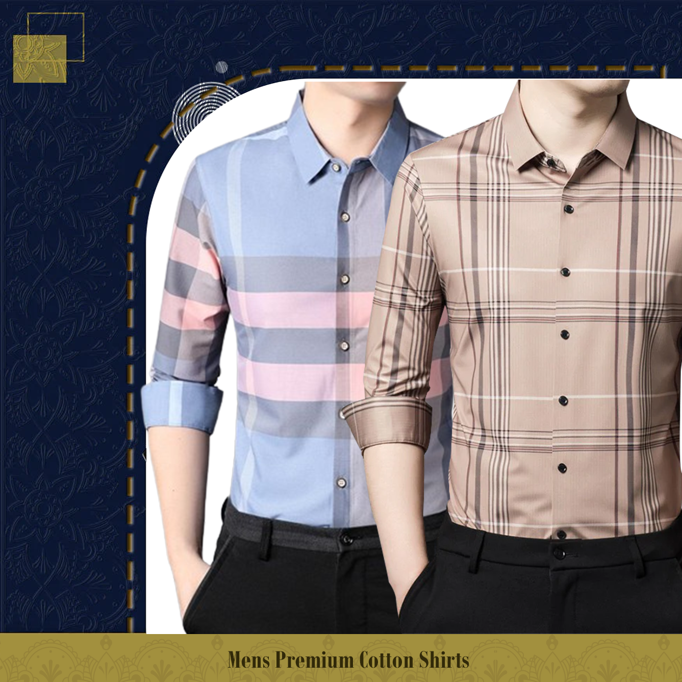 Pack of 2 ( Men's Premium Cotton Shirts ) SBP+PEACH 2