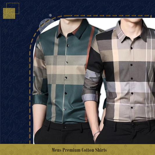 Pack of 2 ( Men's Premium Best Selling Cotton Shirts ) GREEN+CGL