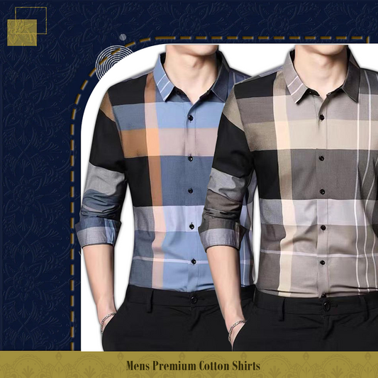 Pack of 2 ( Men's Premium Best Selling Cotton Shirts ) SOB + CGL