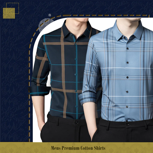 Pack of 2 ( Men's Premium Cotton Shirts ) BLUE G+GL 2