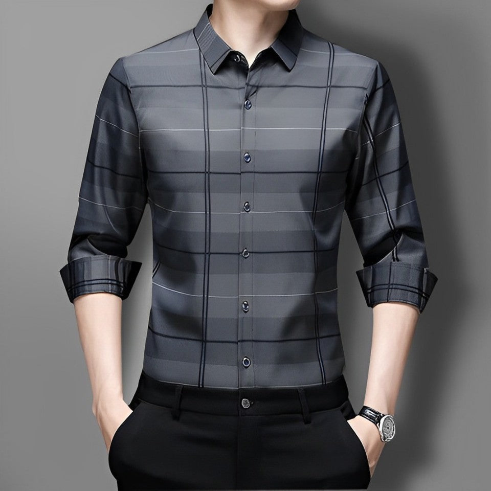 Urban Grey Cotton Check Shirt (SILVER L)