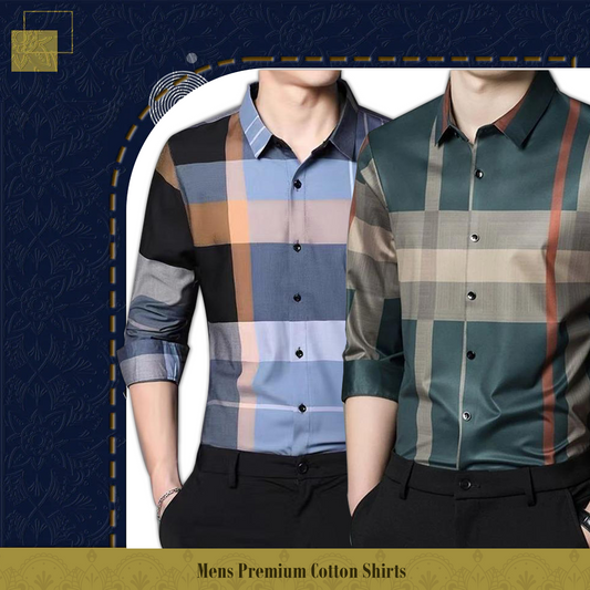 Pack of 2 ( Men's Premium Best Selling Cotton Shirts ) SOB+GREEN