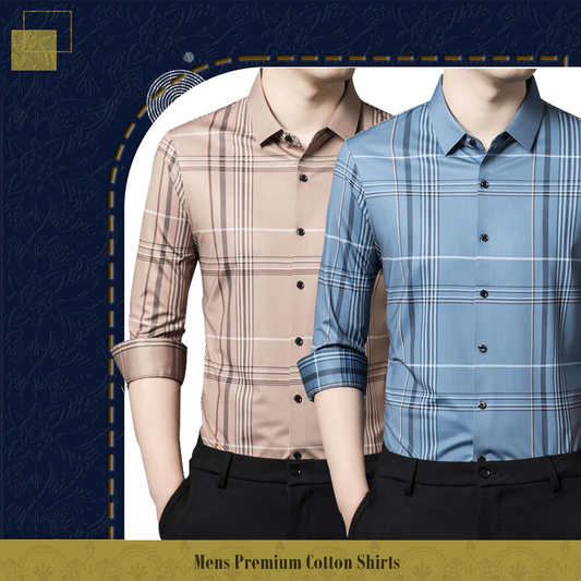 Pack of 2 ( Men's Premium Cotton Shirts ) PEACH 2+GL 2