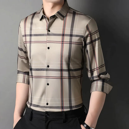 Creamy Elegance Cotton Full Sleeve Check Shirt (CREAM)