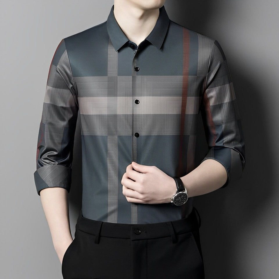 Grey Scale Cotton Full Sleeve Check Shirt (BRG)