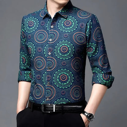 Kaleidoscope Blue Flower Cotton Full Sleeve Shirt (BCP)