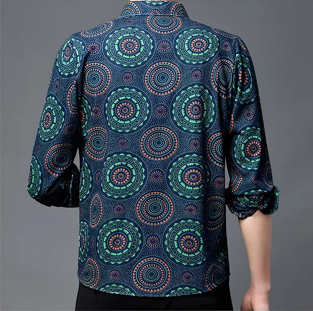 Kaleidoscope Blue Flower Cotton Full Sleeve Shirt (BCP)