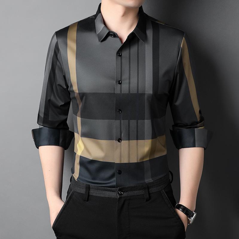 Midnight Gold Cotton Full Sleeve Check Shirt (GYL)