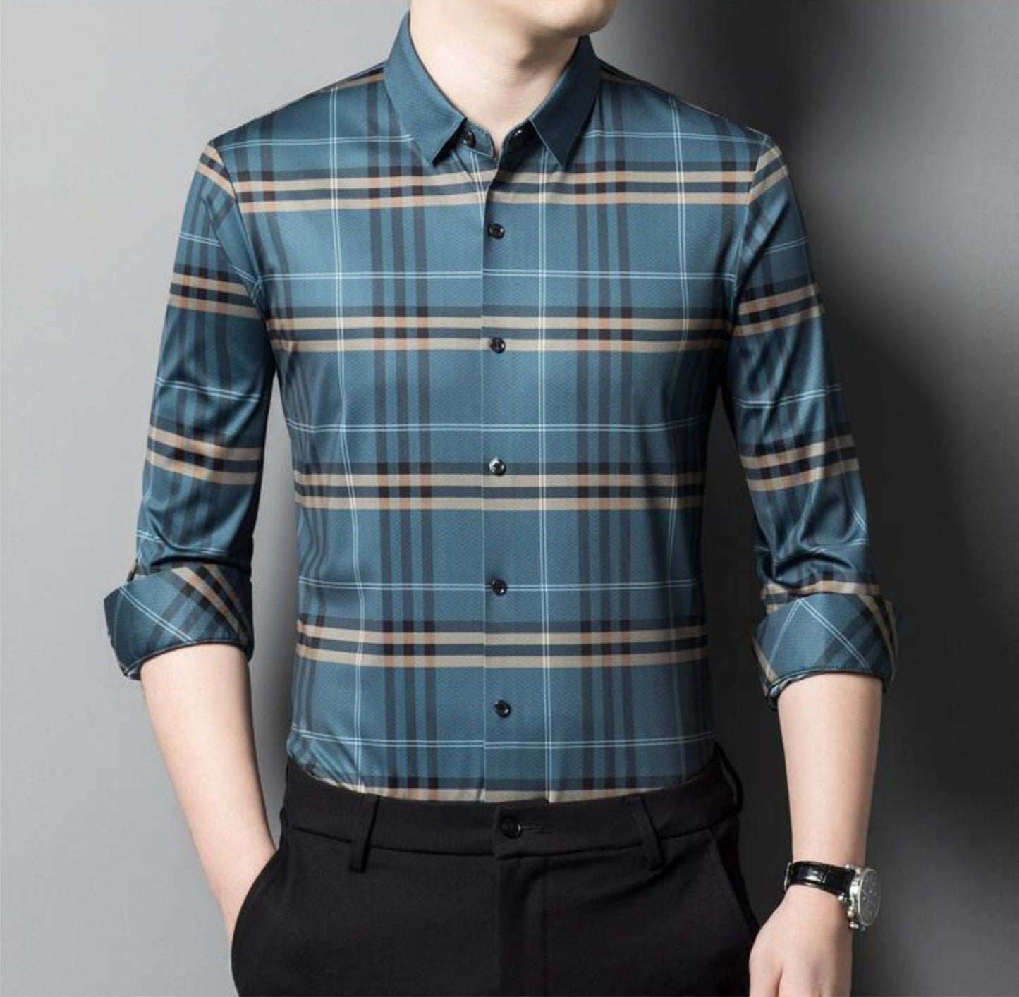 Azure Sky Cotton Full Sleeve Check Shirt (BLUEBOX)