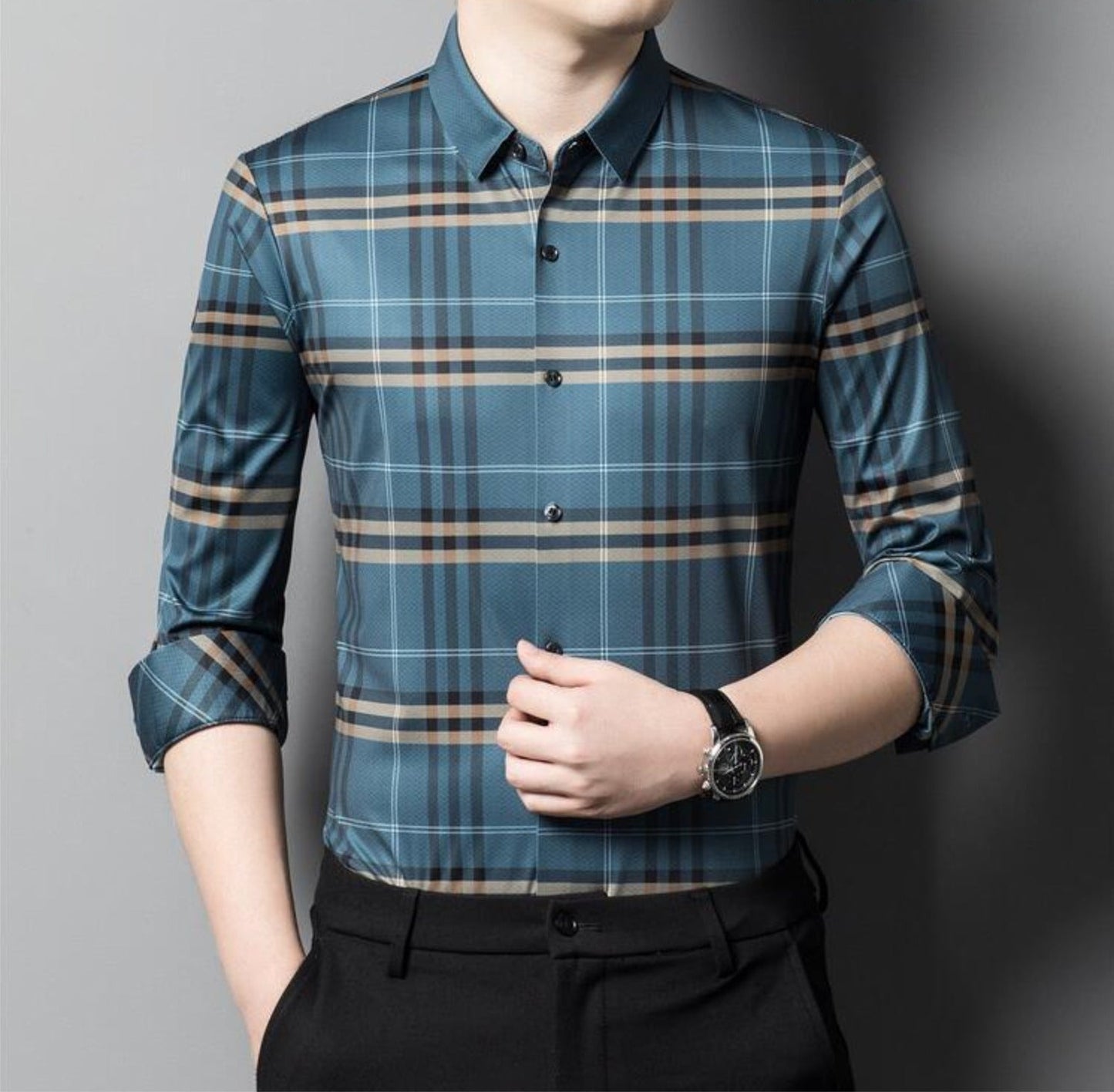 Azure Sky Cotton Full Sleeve Check Shirt (BLUEBOX)