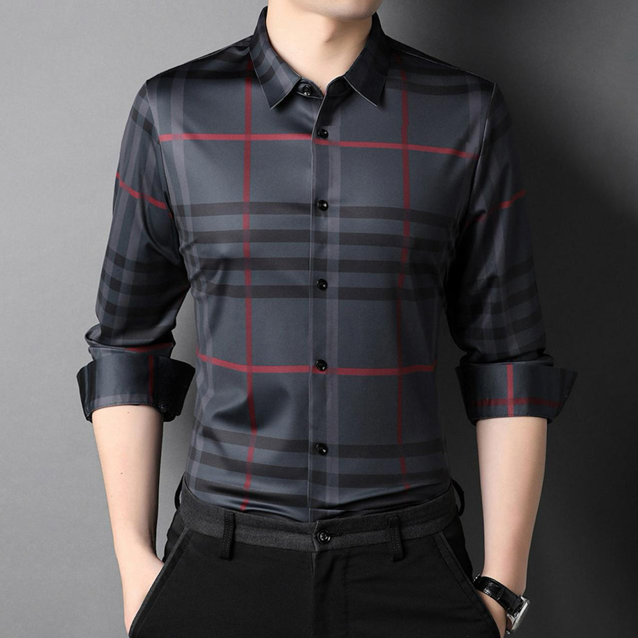 Urban Metal Cotton Full Sleeve Check Shirt (GREYBOX)