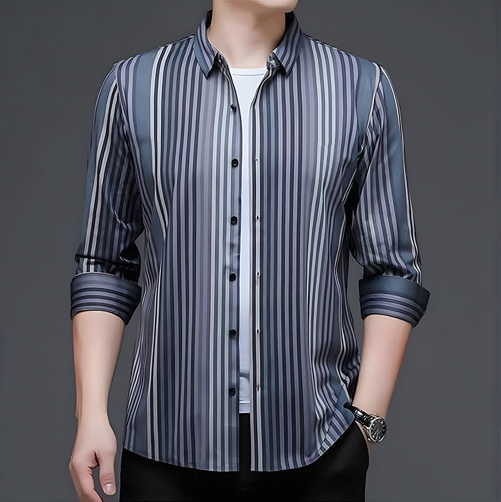 Maritime Stripe Fusion Cotton Full Sleeve Shirt (BLUE LINE)