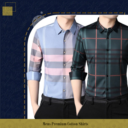 Pack of 2 ( Men's Premium Best Selling Cotton Shirts ) SBP+GBL