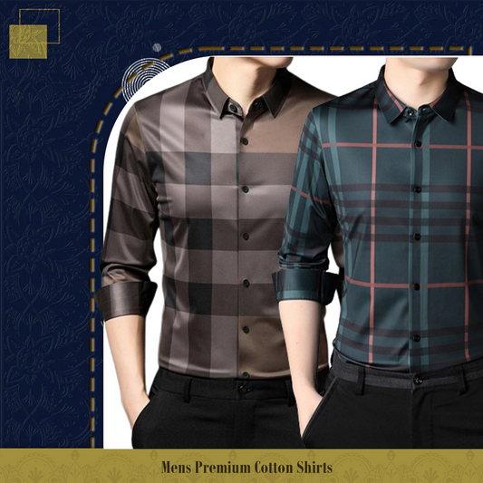 Pack of 2 ( Men's Premium Cotton Shirts ) BB CHECK+GBL