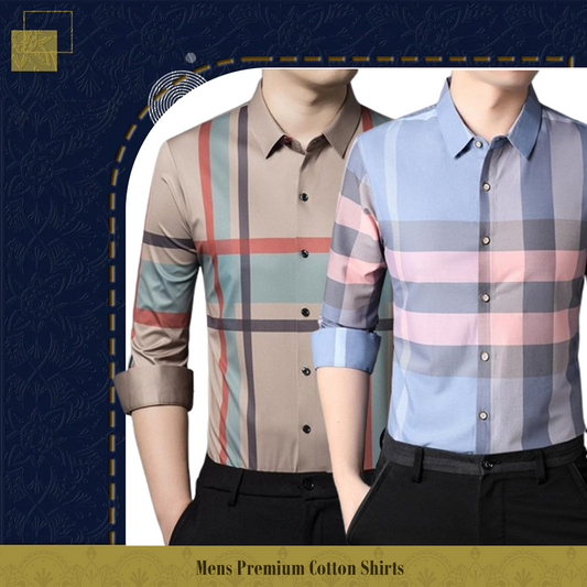 Pack of 2 ( Men's Premium Best Selling Cotton Shirts ) PEACH+SBP