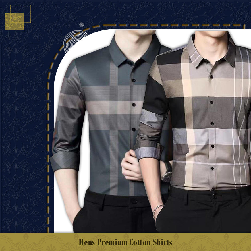 Pack of 2 ( Men's Premium Best Selling Cotton Shirts )[CGL+BRG]